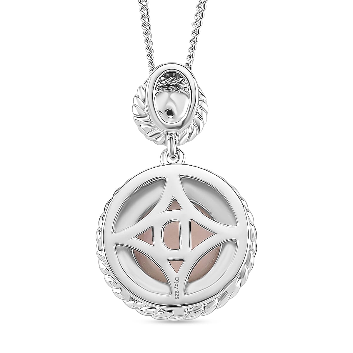 Queen Conch Shell & Mother Of Pearl Pendant with Chain (Size 18) with Lobster Clasp in Rhodium Overlay Sterling Silver 4.21 Ct.