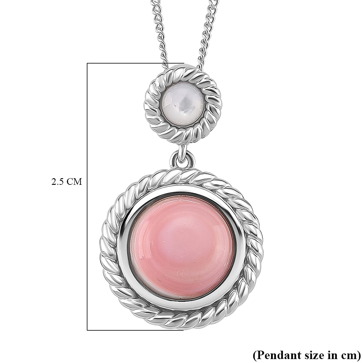 Queen Conch Shell & Mother Of Pearl Pendant with Chain (Size 18) with Lobster Clasp in Rhodium Overlay Sterling Silver 4.21 Ct.