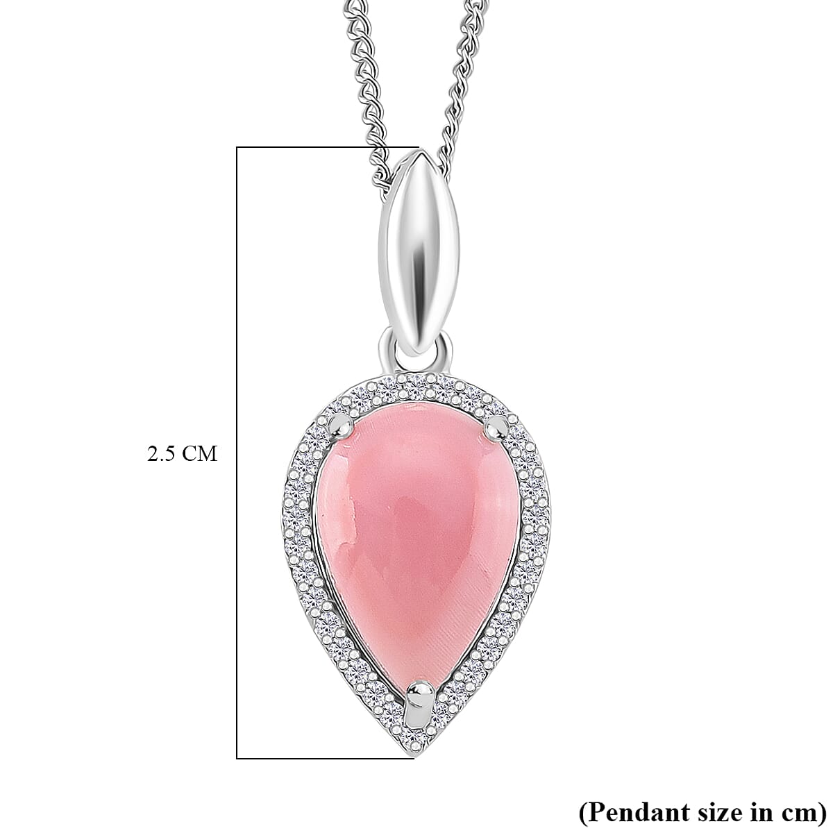 Queen Conch Shell & Moissanite Pendant with Chain (Size 18) with Lobster Clasp in Rhodium Overlay Sterling Silver 3.00 Ct, Silver Wt. 5.10 Gms.