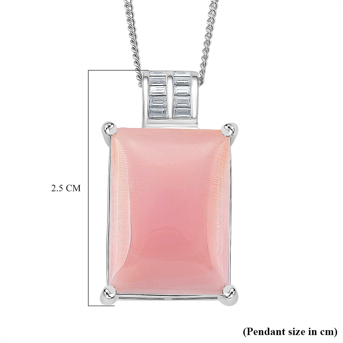 Queen Conch Shell & Moissanite Pendant with Chain (Size 18) with Lobster Clasp in Rhodium Overlay Sterling Silver 10.53 Ct, Silver Wt. 5.00 Gms. Queen Conch Shell & Moissanite Pendant with Chain (Size 18) with Lobster Clasp in Rhodium Overlay Sterling Silver 10.53 Ct, Silver Wt. 5.00 Gms.