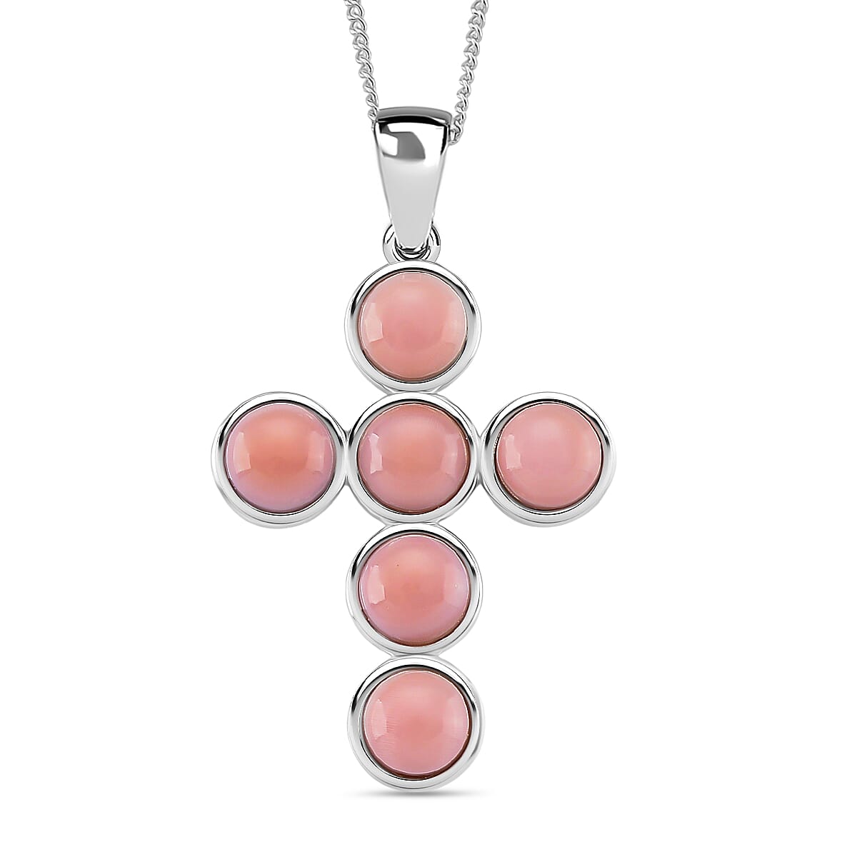 Queen Conch Shell Pendant with Chain (Size 18) with Lobster Clasp in Rhodium Overlay Sterling Silver 5.00 Ct, Silver Wt. 5.40 Gms.