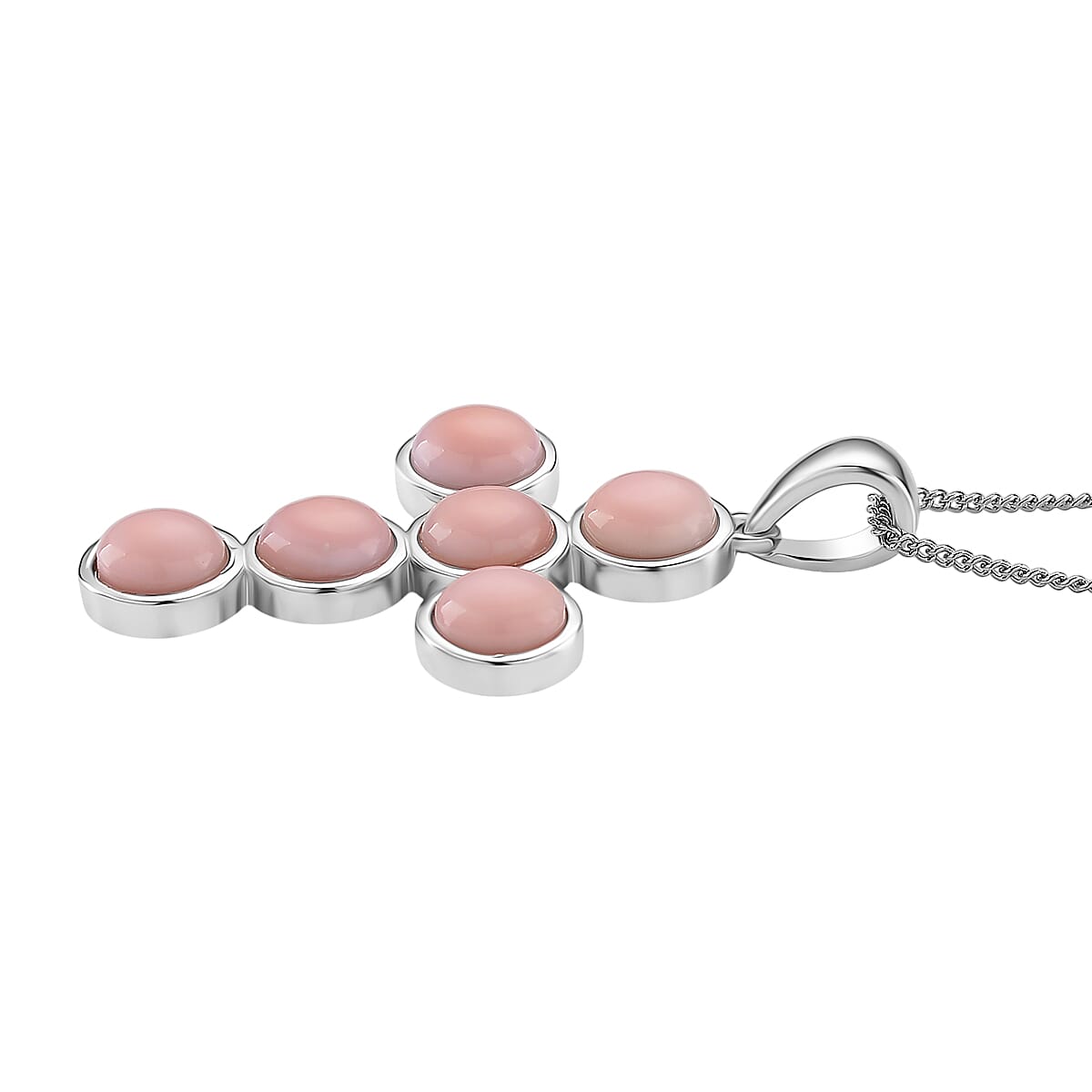 Queen Conch Shell Pendant with Chain (Size 18) with Lobster Clasp in Rhodium Overlay Sterling Silver 5.00 Ct, Silver Wt. 5.40 Gms.