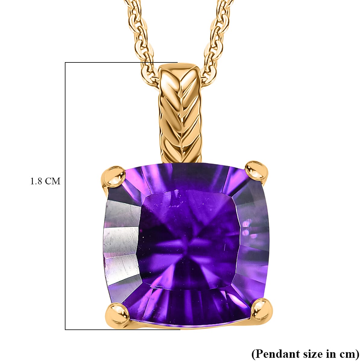African Amethyst Pendant with Chain (Size 20) in 14K Yellow Gold Overlay Sterling Silver 4.09 Ct. African Amethyst Pendant with Chain (Size 20) in 14K Yellow Gold Overlay Sterling Silver 4.09 Ct.