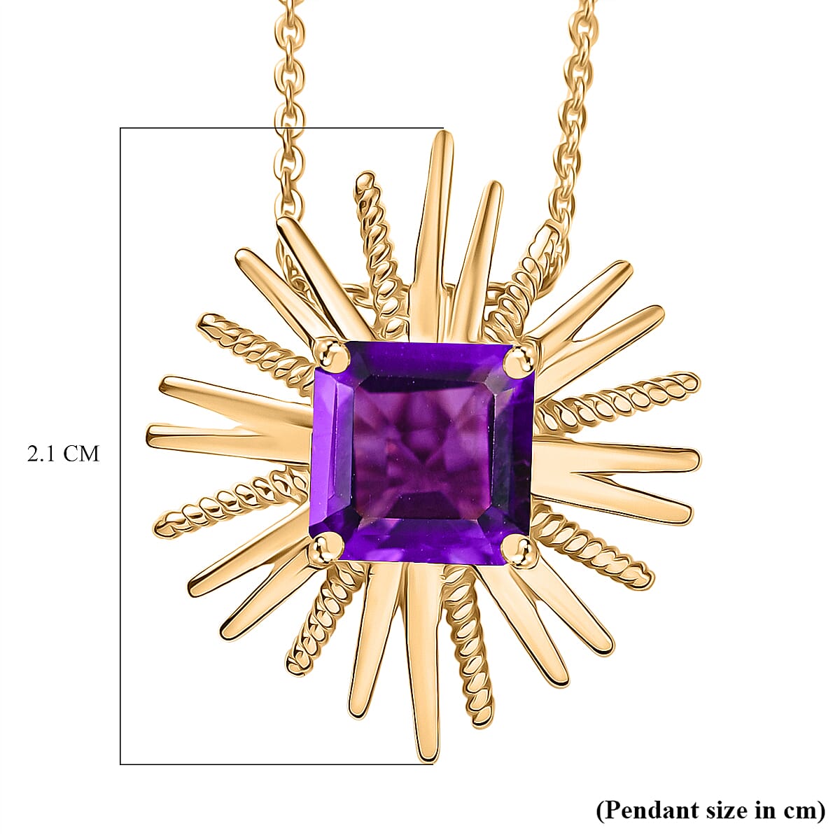 African Amethyst Pendant with Chain (Size 20) in 14K Yellow Gold Overlay Sterling Silver 1.59 Ct. African Amethyst Pendant with Chain (Size 20) in 14K Yellow Gold Overlay Sterling Silver 1.59 Ct.