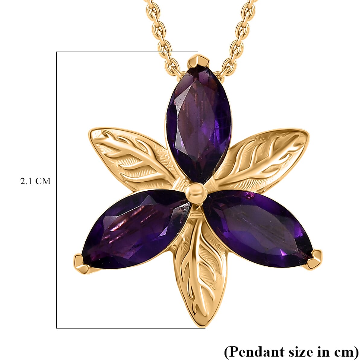 African Amethyst Pendant with Chain (Size 20) in 14K Yellow Gold Overlay Sterling Silver 2.69 Ct. African Amethyst Pendant with Chain (Size 20) in 14K Yellow Gold Overlay Sterling Silver 2.69 Ct.