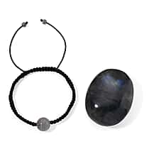 Tucson Find- 2 Piece Set - Labradorite  Loose Stone and Adjustable Bracelet 315.00 Ct.