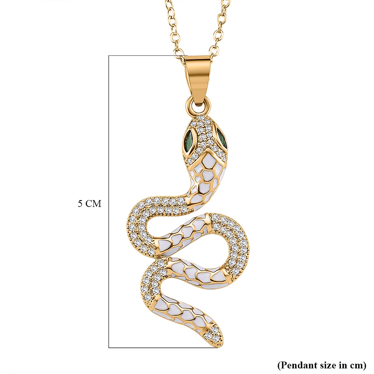 Green Cubic Zirconia & White Cubic Zirconia Pendant with Chain (Size 20 with Ext) with Enameled Green Cubic Zirconia & White Cubic Zirconia Pendant with Chain (Size 20 with Ext) with Enameled