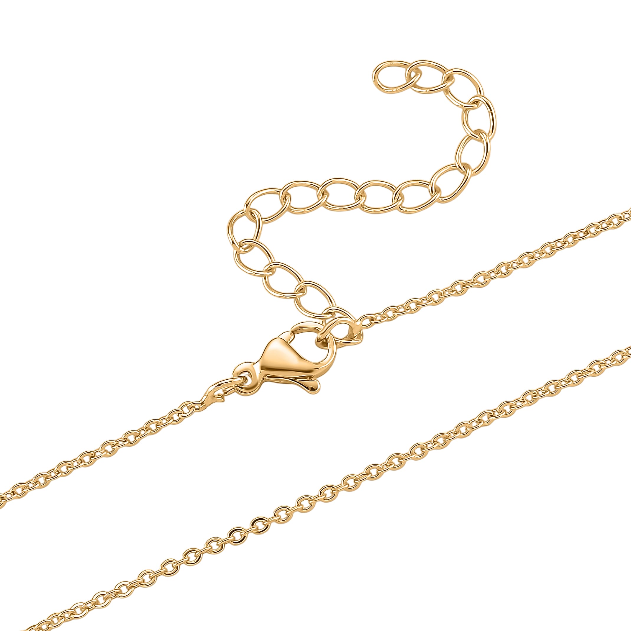 Multi Color Cubic Zirconia Pendant with Chain (Size 17 - 2 with Ext) in Gold Colour Tone 5.00 Ct.