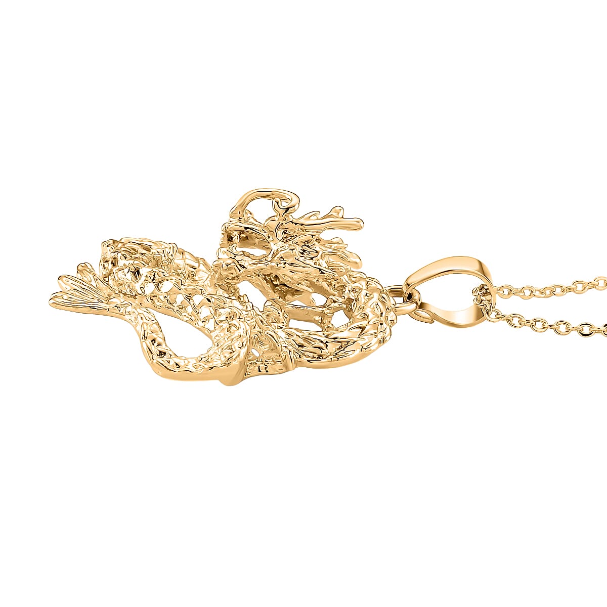 Dragon Pendant with Chain (Size 20) with Lobster Clasp in Gold Plated