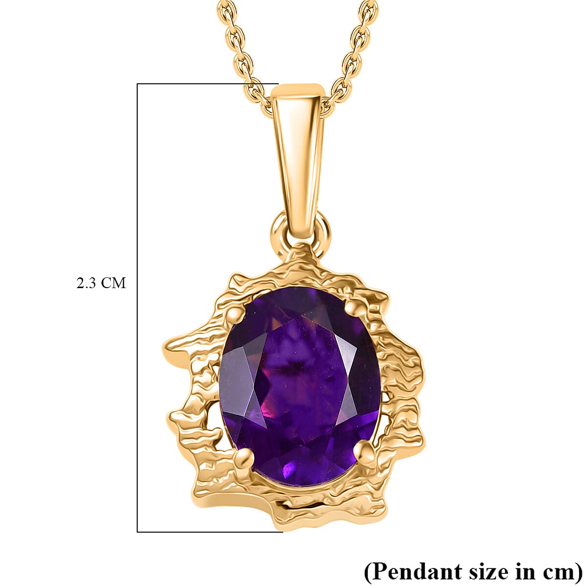 African Amethyst Pendant with Chain (Size 20) in 14K Yellow Gold Overlay Sterling Silver 1.80 Ct. African Amethyst Pendant with Chain (Size 20) in 14K Yellow Gold Overlay Sterling Silver 1.80 Ct.