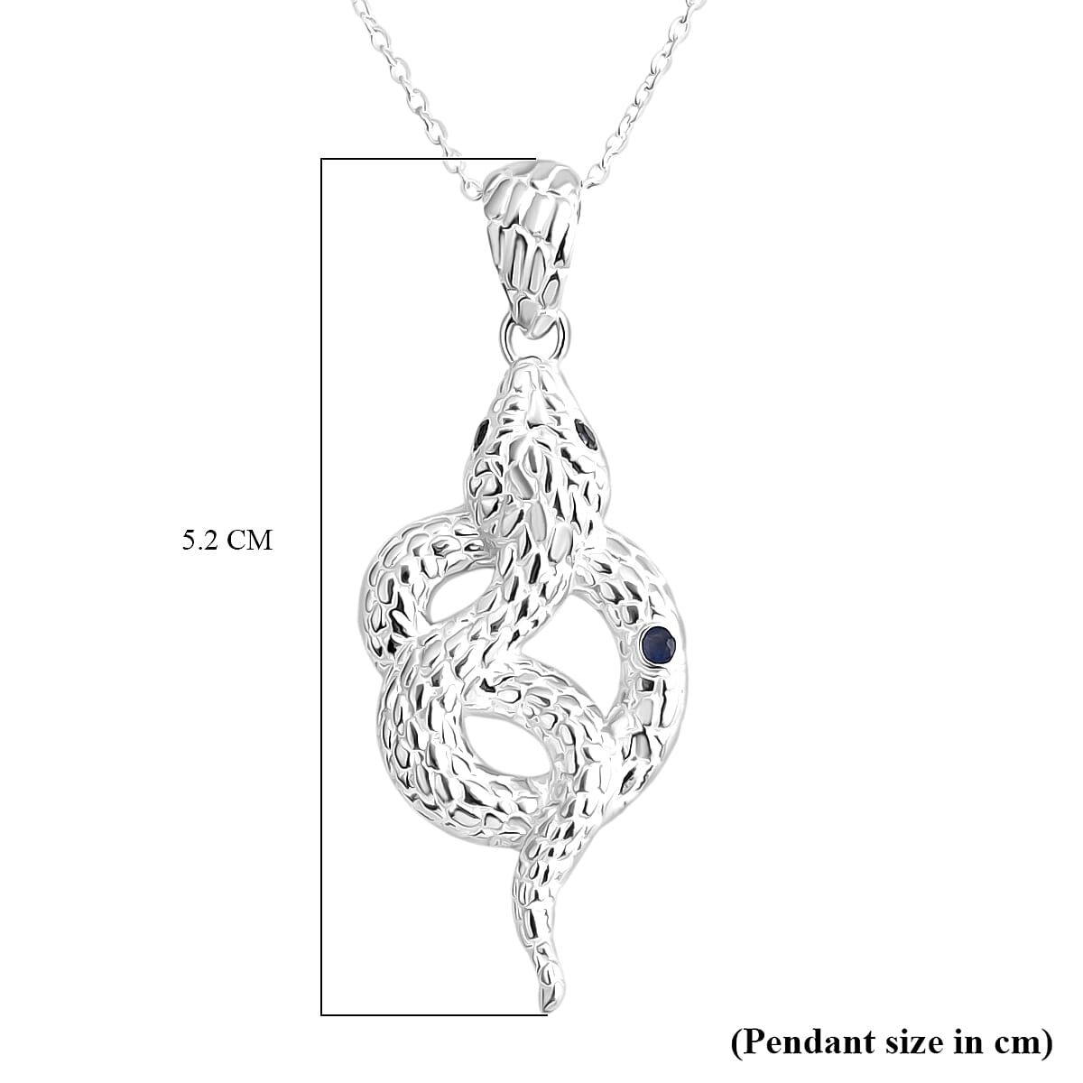 Royal Bali Collection - Blue Sapphire & Black Spinel Sterling Silver Pendant with Chain (Size 20) & Lobster Clasp