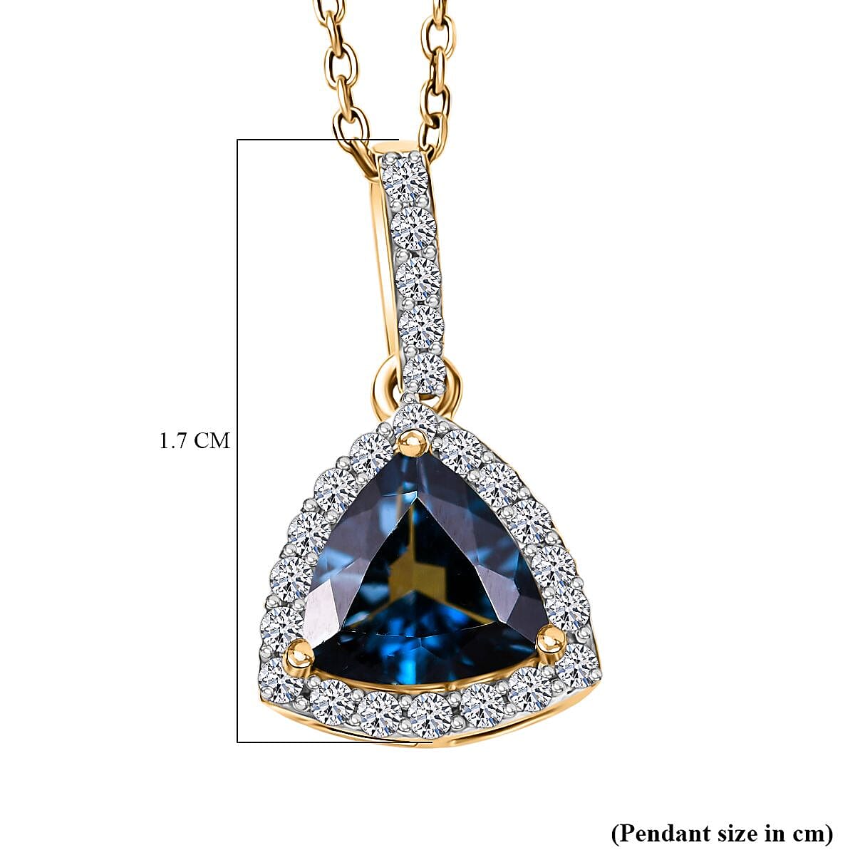 LUXURIANT London Blue Topaz & Lab Grown Diamond (SI-G-H) Pendant with Chain (Size 20) 9K Yellow Gold 1.23 Ct.