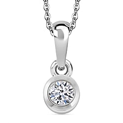 LUXURIANT Lab Grown Diamond Solitaire Pendant with Chain (Size 20) in 18K Yellow Gold Vermeil Over Sterling Silver 0.250 Ct.