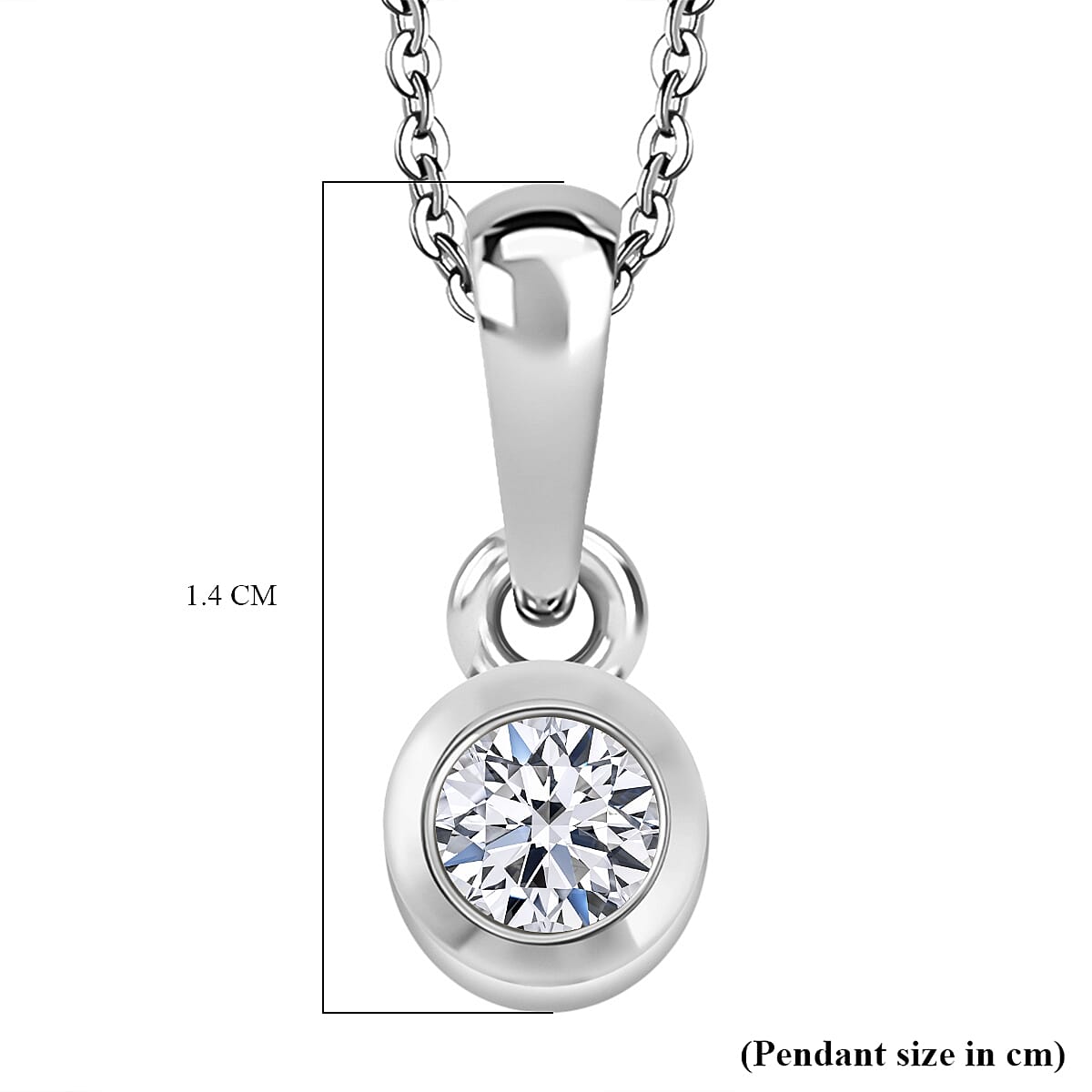 Luxuriant Lab Grown Diamond (SI-G-H) Pendant with Chain (Size 20) in Rhodium Overlay Sterling Silver 0.25 Ct.