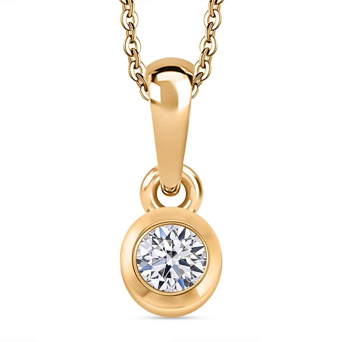 Luxuriant Lab Grown Diamond (SI-G-H) Pendant with Chain (Size 20) in 18K Vermeil Yellow Gold Plated Sterling Silver 0.25 Ct.