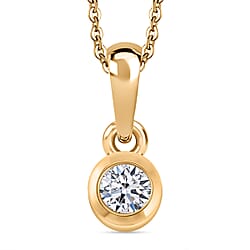 LUXURIANT Lab Grown Diamond Solitaire Pendant with Chain (Size 20) in 18K Yellow Gold Vermeil Over Sterling Silver 0.250 Ct.