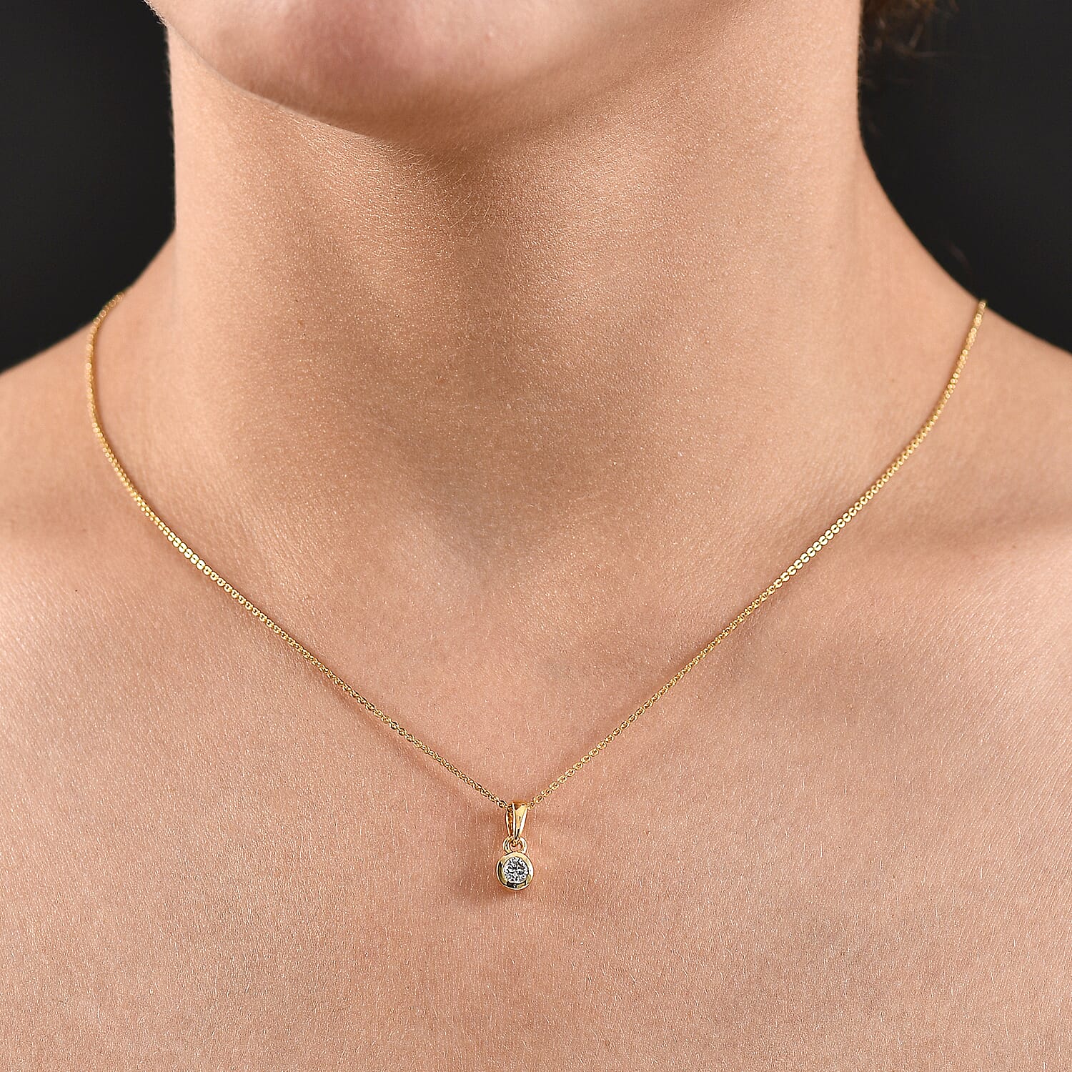 Luxuriant Lab Grown Diamond (SI-G-H) Pendant with Chain (Size 20) in 18K Vermeil Yellow Gold Plated Sterling Silver 0.25 Ct.