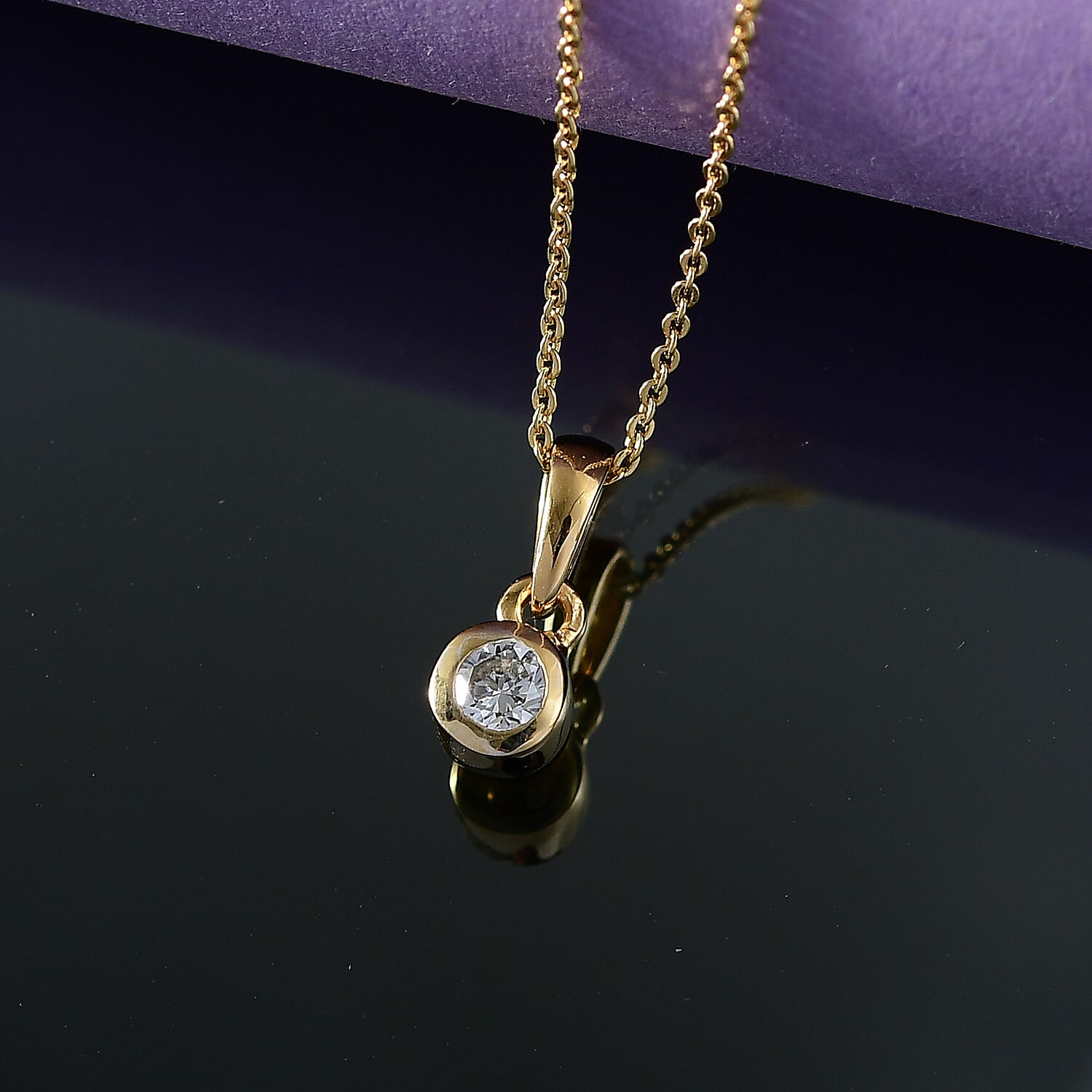 Luxuriant Lab Grown Diamond (SI-G-H) Pendant with Chain (Size 20) in 18K Vermeil Yellow Gold Plated Sterling Silver 0.25 Ct.