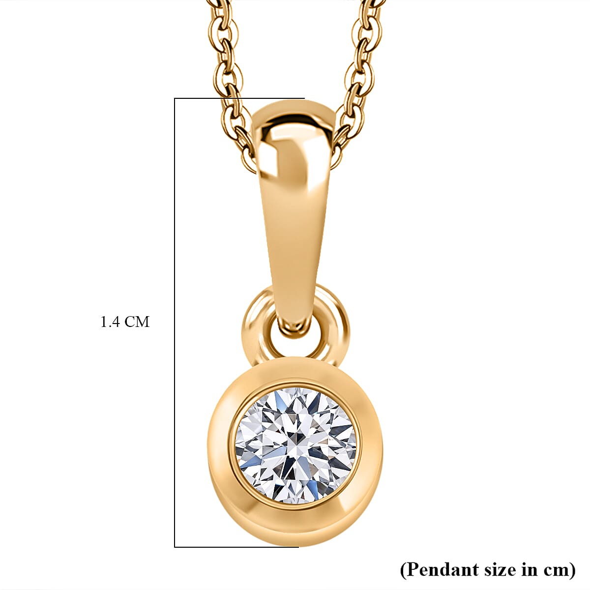 Luxuriant Lab Grown Diamond (SI-G-H) Pendant with Chain (Size 20) in 18K Vermeil Yellow Gold Plated Sterling Silver 0.25 Ct.