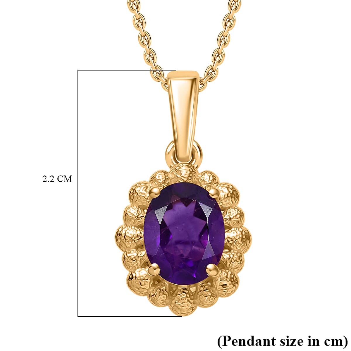African Amethyst Pendant with Chain (Size 20) in 14K Yellow Gold Overlay Sterling Silver 1.66 Ct. African Amethyst Pendant with Chain (Size 20) in 14K Yellow Gold Overlay Sterling Silver 1.66 Ct.