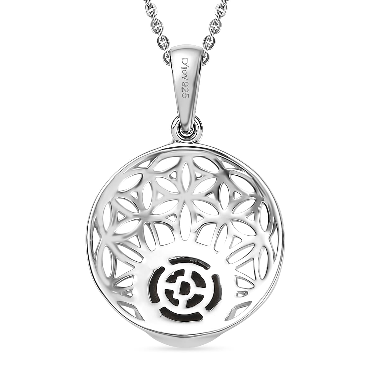 D'joy Ammolite Pendant with Chain (Size 20) in Rhodium Overlay Sterling Silver 1.12 Ct, Silver Wt. 5.15 Gms.