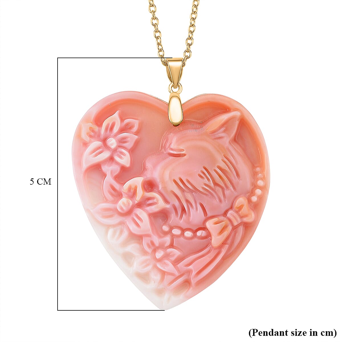 Queen Conch Shell Heart Pendant with Chain (Size 20) Gold Overlay Sterling Silver 70.00 Ct. Queen Conch Shell Heart Pendant with Chain (Size 20) Gold Overlay Sterling Silver 70.00 Ct.