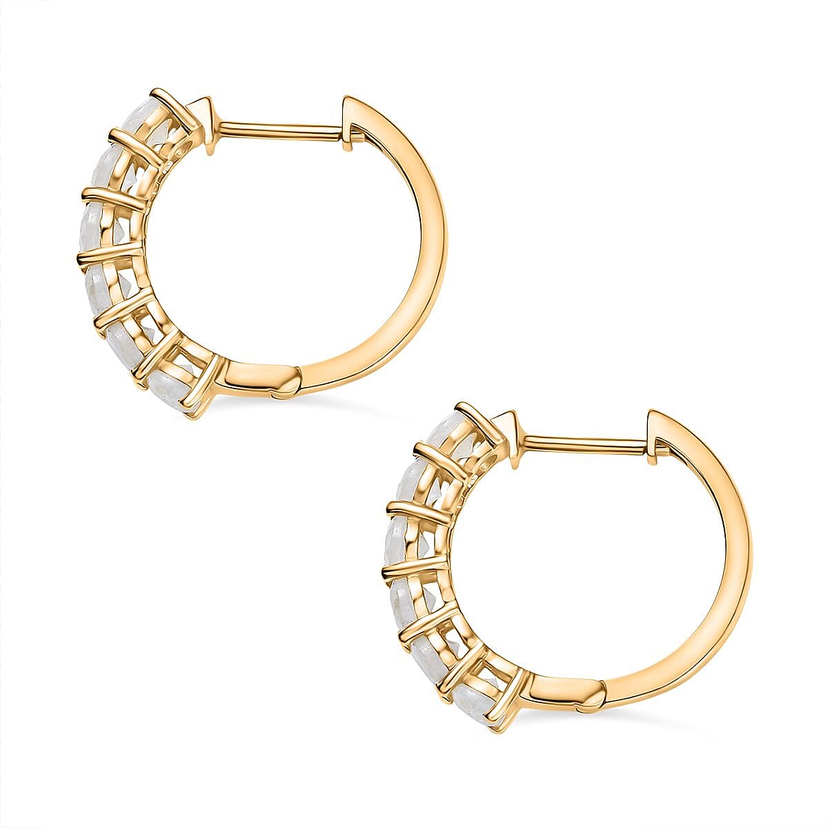 2 Piece Set - Rainbow Moonstone Ring and Full Hoop Earring in 14K Yellow Gold Overlay Sterling Silver 3.50 Ct. 2 Piece Set - Rainbow Moonstone Ring and Full Hoop Earring in 14K Yellow Gold Overlay Sterling Silver 3.50 Ct.