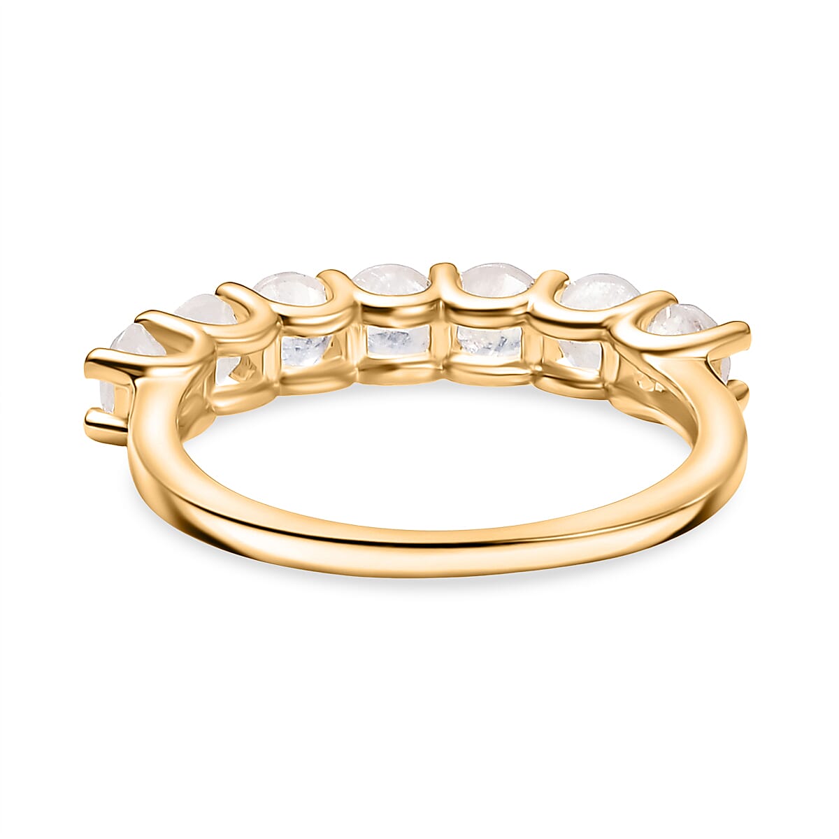 2 Piece Set -  Rainbow Moonstone Ring and Full Hoop Earring in 14K Yellow Gold Plated Sterling Silver 3.50 Ct.