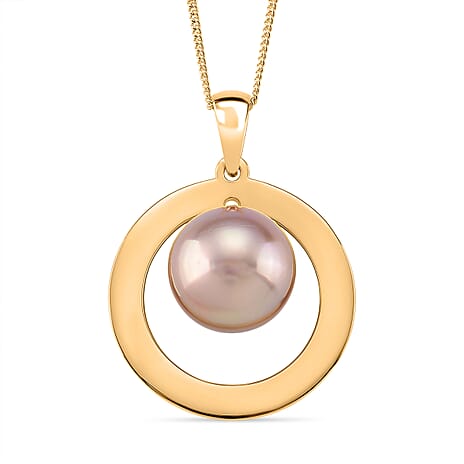 Multi Color Edison Pearl Pendant with Chain (Size 18) in 18K Vermeil Yellow Gold Plated Sterling Silver 16.43 Ct.