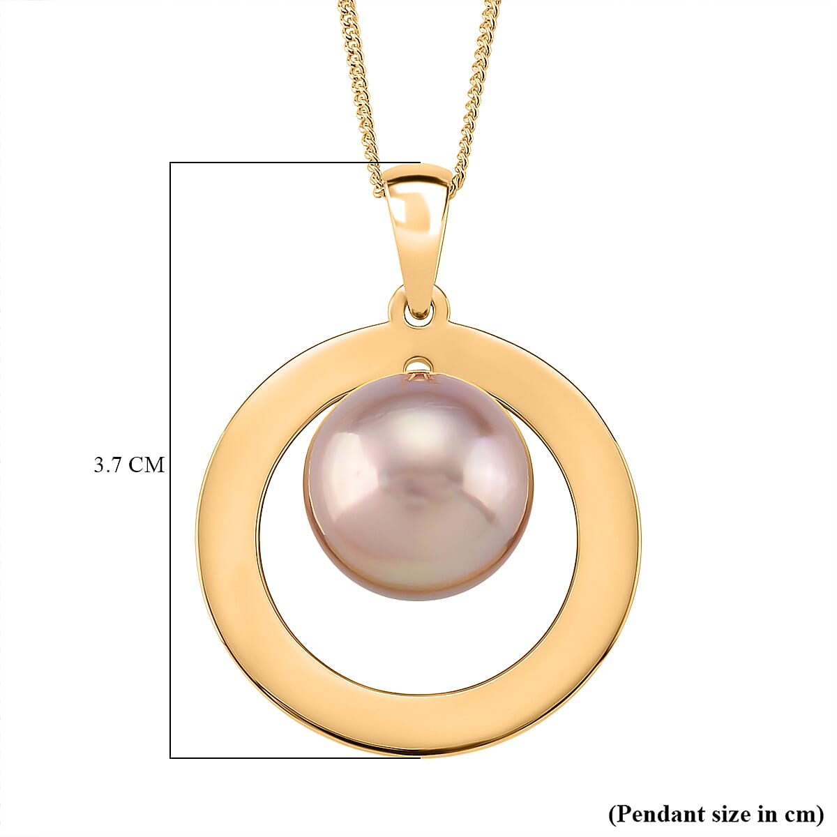 Multi Color Edison Pearl Pendant with Chain (Size 18) in 18K Vermeil Yellow Gold Plated Sterling Silver 16.43 Ct.