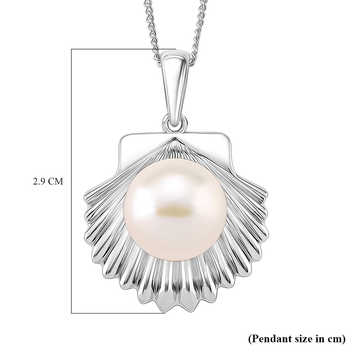 AAA White Edison Pearl (10-11 MM) Pendant with Chain (Size 18) in Rhodium Overlay Sterling 8.22 Ct. AAA White Edison Pearl (10-11 MM) Pendant with Chain (Size 18) in Rhodium Overlay Sterling 8.22 Ct.