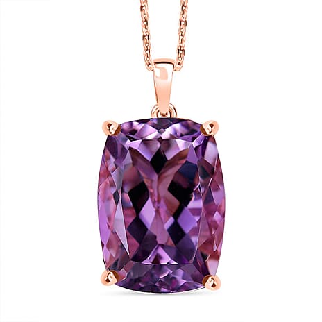 Rose De France Amethyst Pendant with Chain (Size 20) in 14K Rose Gold Plated Sterling Silver 12.86 Ct.