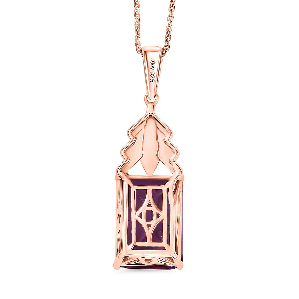 Rose De France Amethyst Pendant with Chain (Size 20) in 14K Rose Gold Plated Sterling Silver 6.84 Ct. Rose De France Amethyst Pendant with Chain (Size 20) in 14K Rose Gold Plated Sterling Silver 6.84 Ct.
