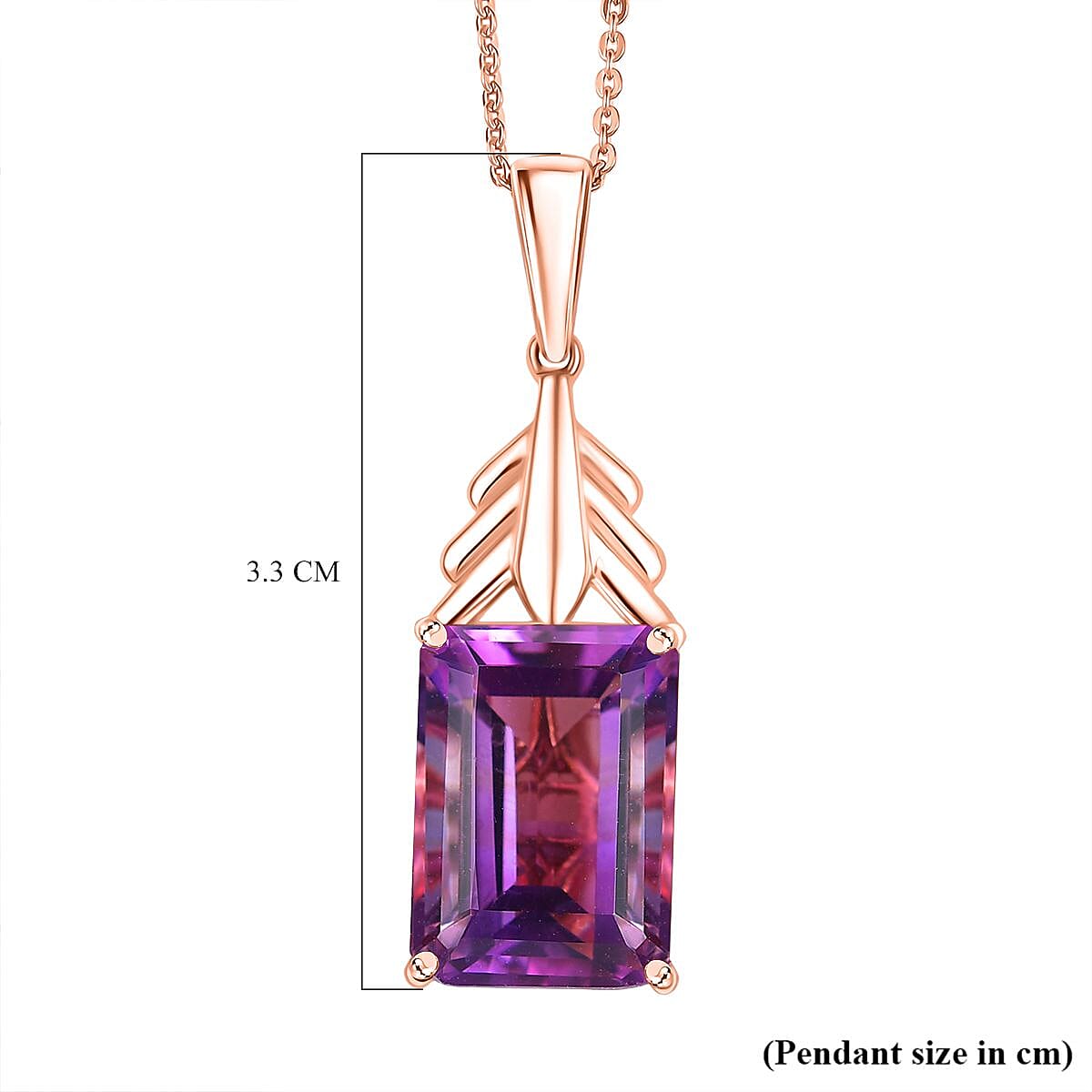Rose De France Amethyst Pendant with Chain (Size 20) in 14K Rose Gold Plated Sterling Silver 6.84 Ct. Rose De France Amethyst Pendant with Chain (Size 20) in 14K Rose Gold Plated Sterling Silver 6.84 Ct.