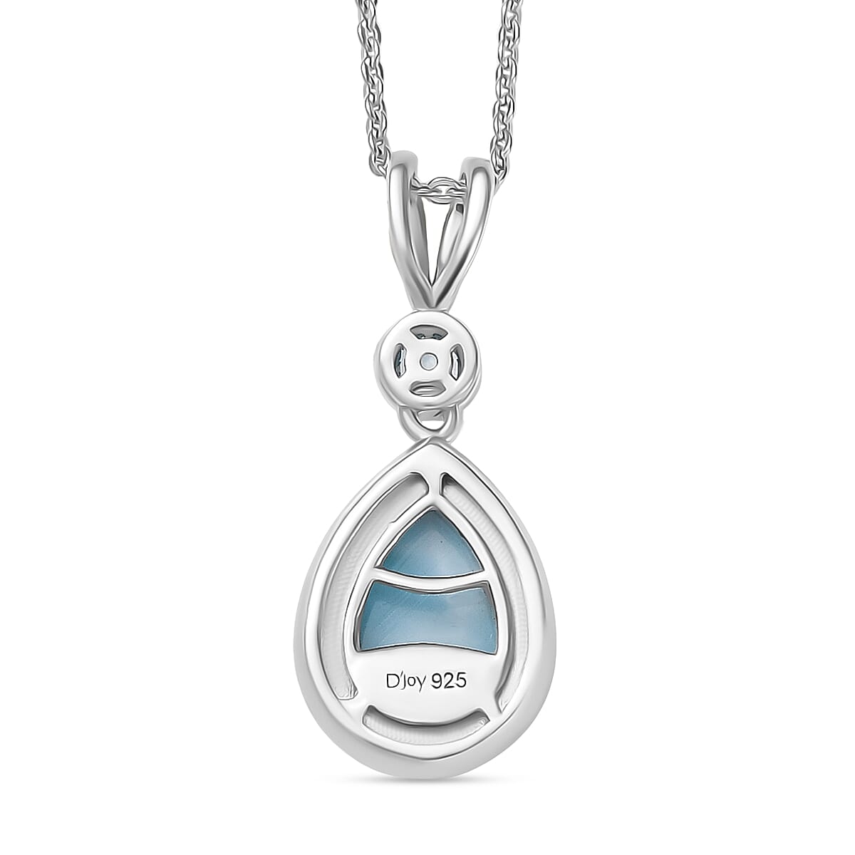 Larimar & Skyblue Topaz Ocean & Sky Pendant with Chain (Size 20) in Rhodium Overlay Sterling Silver 2.57 Ct.