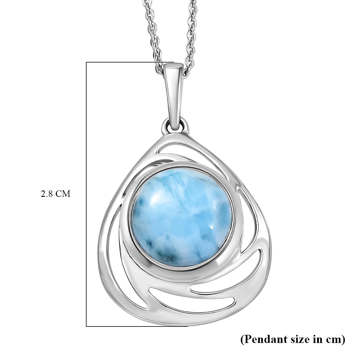 Larimar Pendant with Chain (Size 20) in Rhodium Overlay Sterling Silver Wt. 5.9 Gms 4.890 Ct. Larimar Pendant with Chain (Size 20) in Rhodium Overlay Sterling Silver Wt. 5.9 Gms 4.890 Ct.