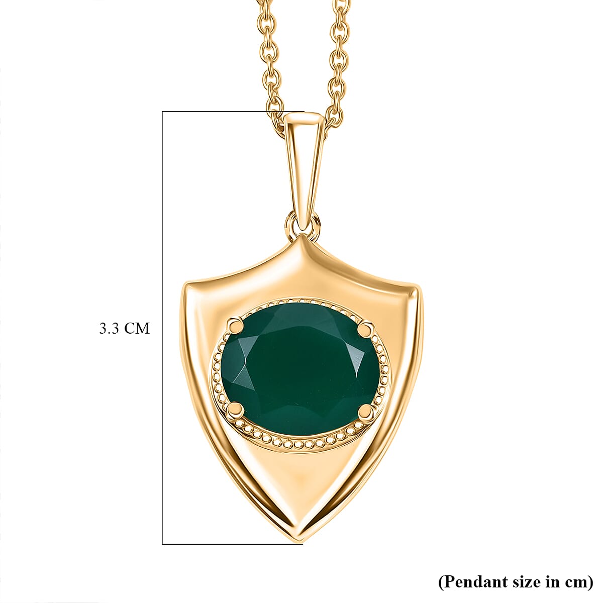 Verde Onyx Pendant with Chain (Size 20) in Yellow Gold Plating 4.37 Ct.