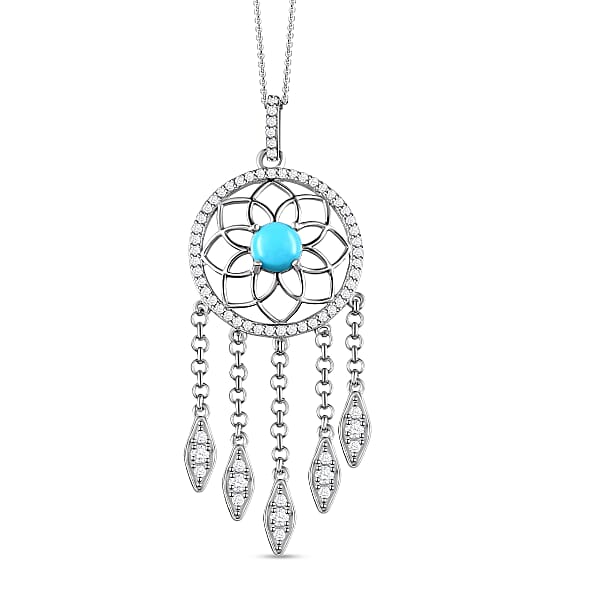 Elemental Gems Sleeping Beauty Turquoise & Zircon East-West Pendant