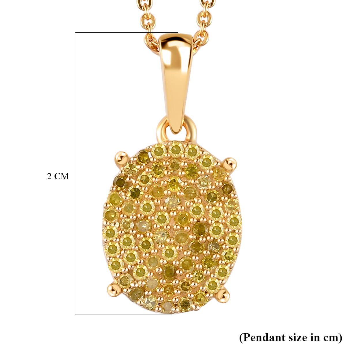 2 Piece Set - Natural Yellow Diamond Chain (Size - 20) and Cluster Pendant in 18K Yellow Gold Vermeil Plated Sterling Silver.