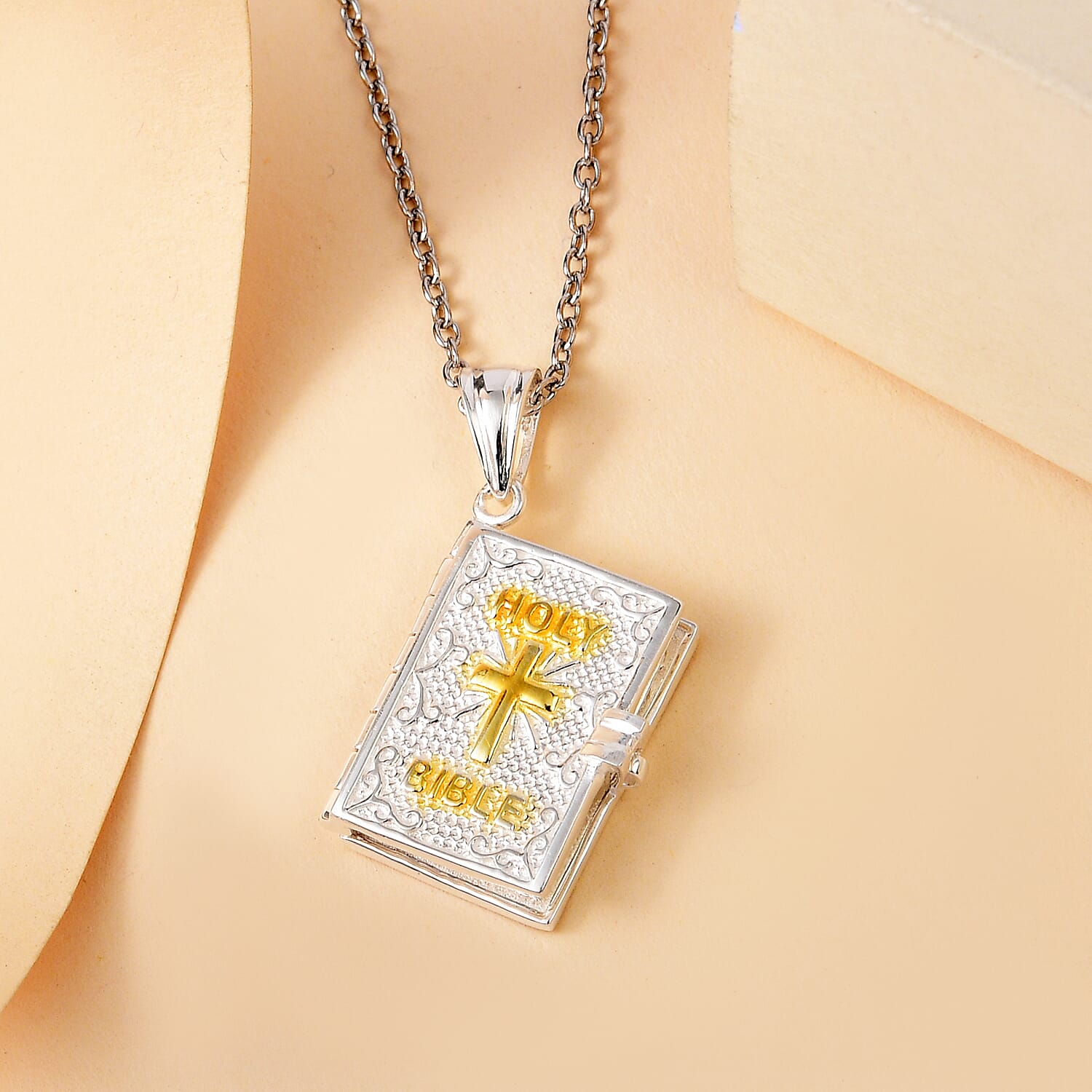 HOLY BIBLE Sterling Silver Pendant with Stainless Steel Chain (Size - 20)