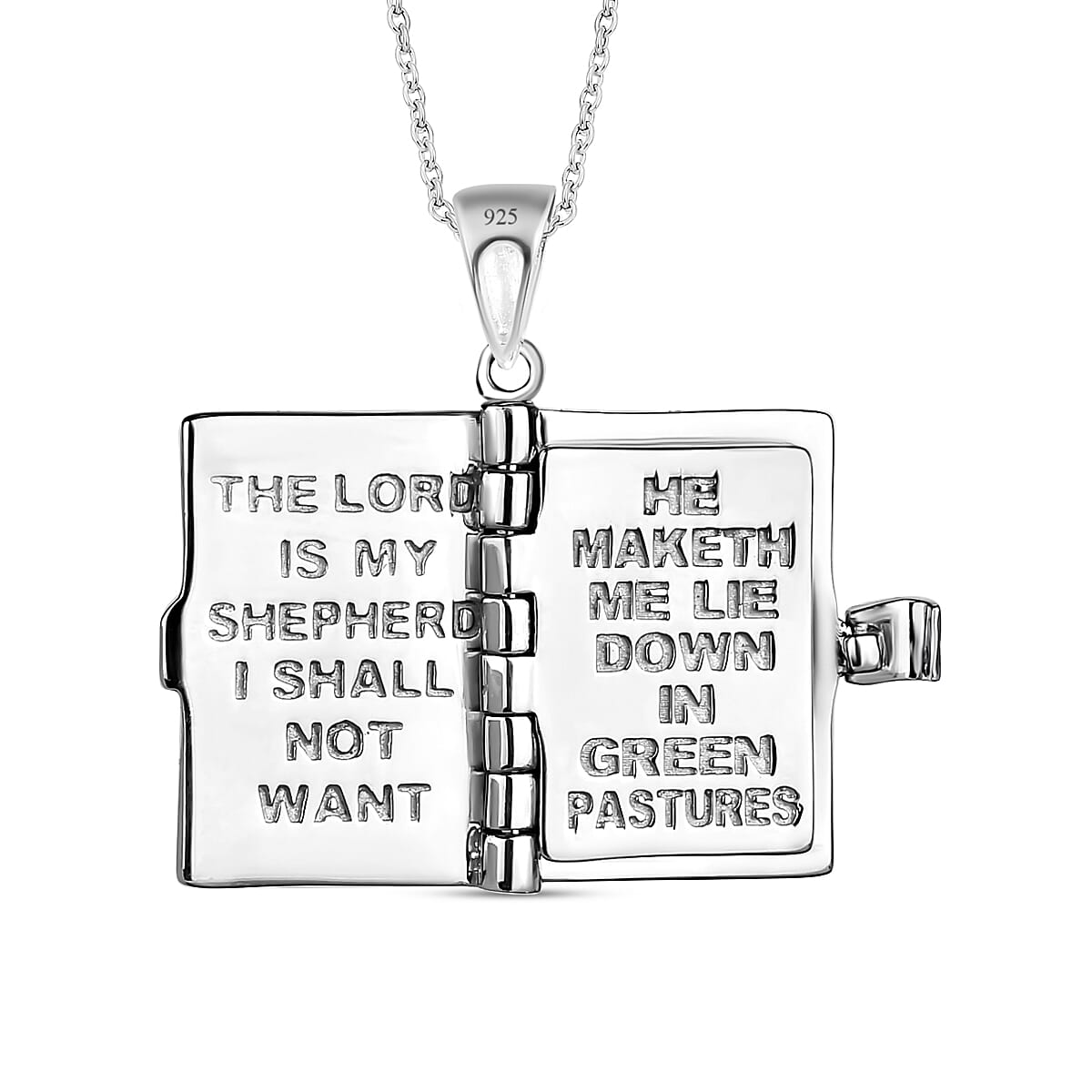 HOLY BIBLE Sterling Silver Pendant with Stainless Steel Chain (Size - 20)