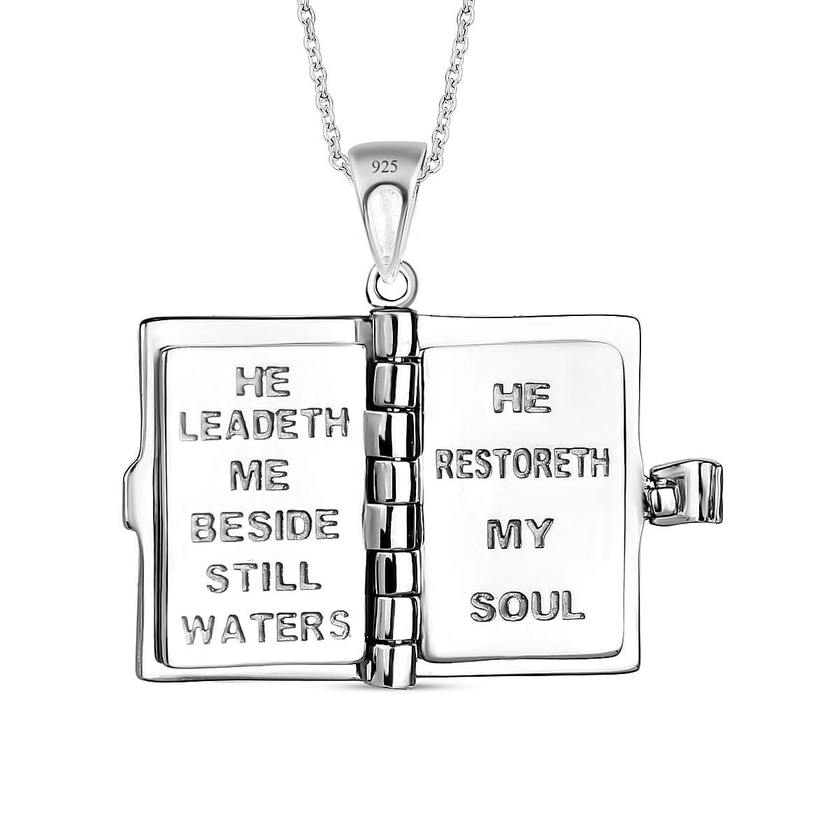 HOLY BIBLE Sterling Silver Pendant with Stainless Steel Chain (Size - 20)