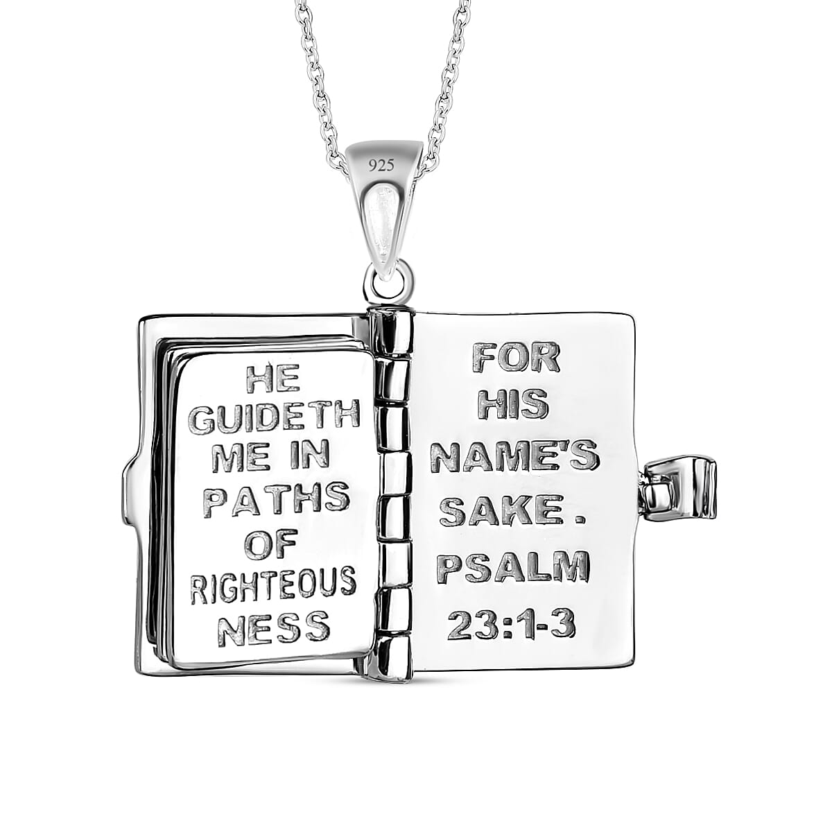 HOLY BIBLE Sterling Silver Pendant with Stainless Steel Chain (Size - 20)