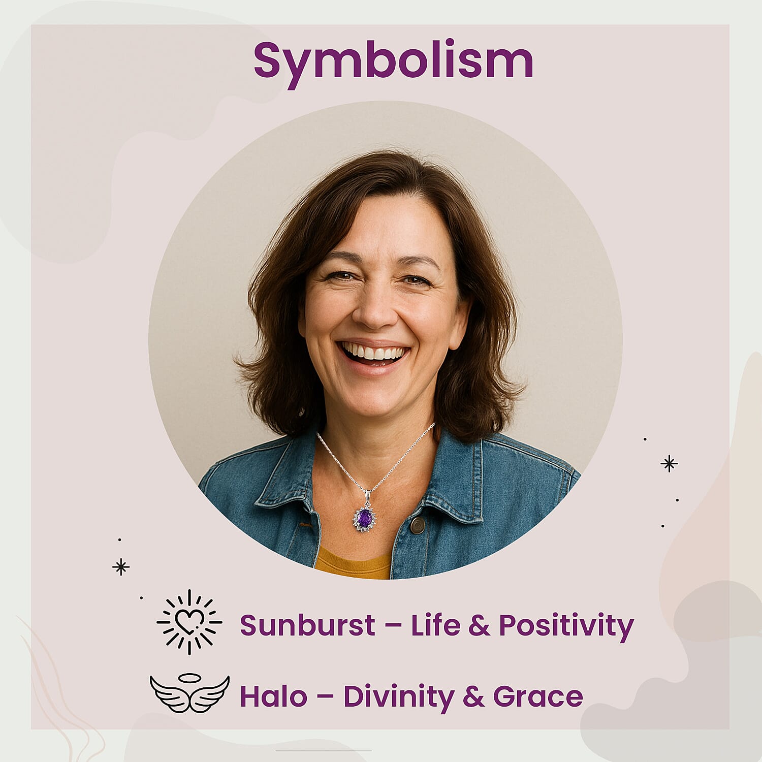 Amethyst and Natural Zircon Halo Pendant with Chain (Size 20) in Platinum Overlay Sterling Silver 1.00 Ct.