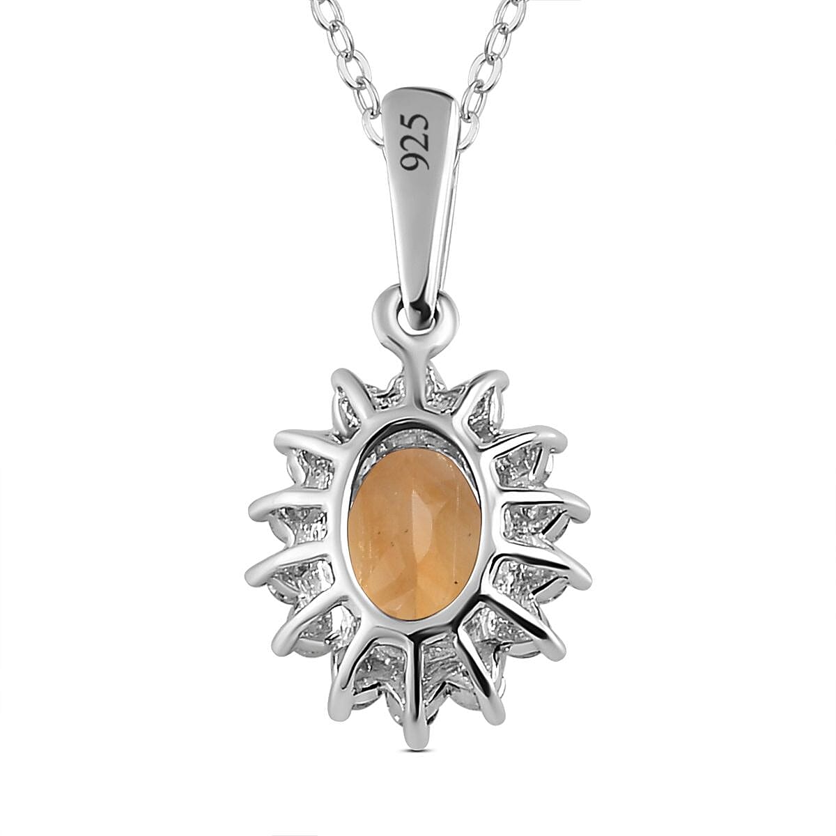 Citrine and Natural Zircon Pendant with Chain (Size 20) in Platinum Overlay Sterling Silver 1.00 Ct. Citrine and Natural Zircon Pendant with Chain (Size 20) in Platinum Overlay Sterling Silver 1.00 Ct.