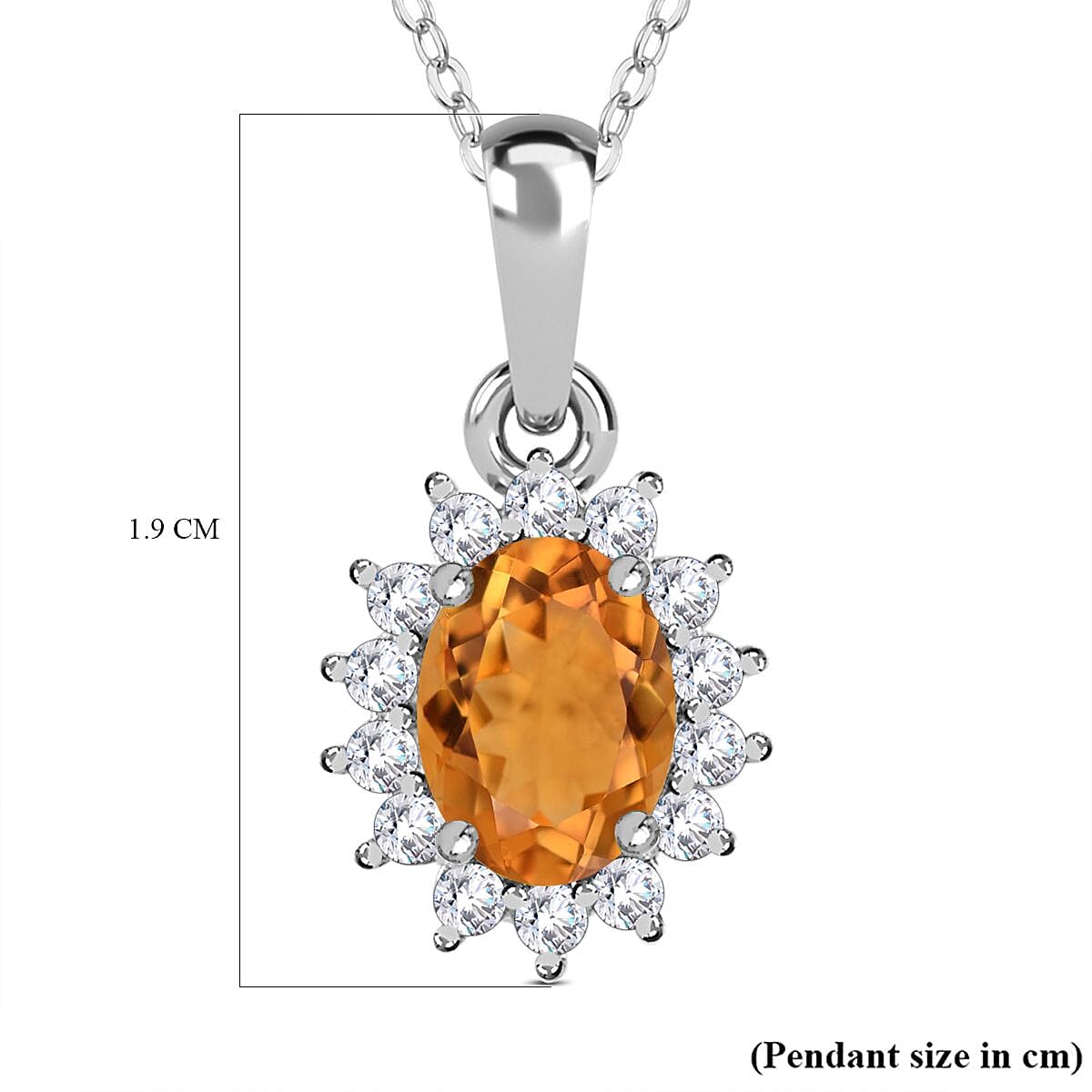 Citrine and Natural Zircon Pendant with Chain (Size 20) in Platinum Overlay Sterling Silver 1.00 Ct. Citrine and Natural Zircon Pendant with Chain (Size 20) in Platinum Overlay Sterling Silver 1.00 Ct.