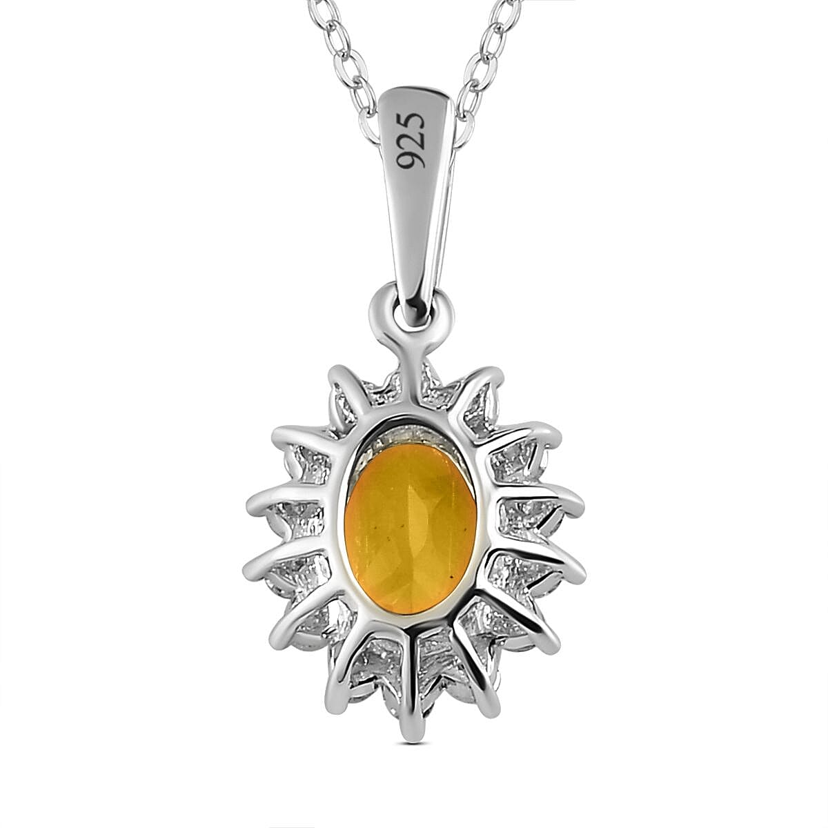 Citrine and Natural Zircon Pendant with Chain (Size 20) in Platinum Overlay Sterling Silver 1.00 Ct.