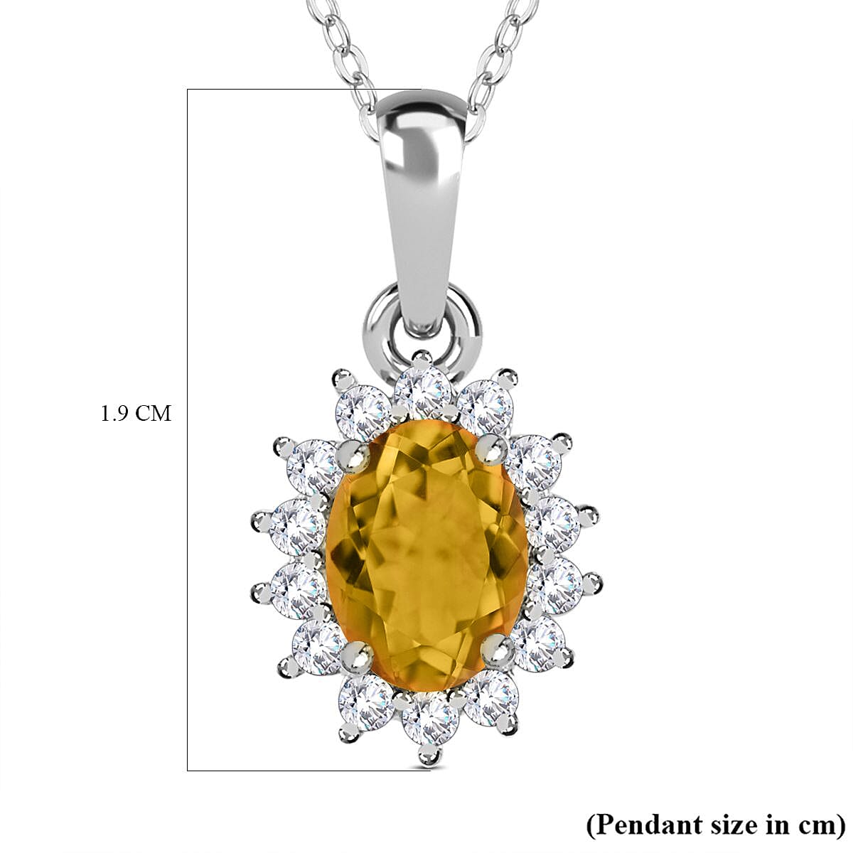 Citrine and Natural Zircon Pendant with Chain (Size 20) in Platinum Overlay Sterling Silver 1.00 Ct.