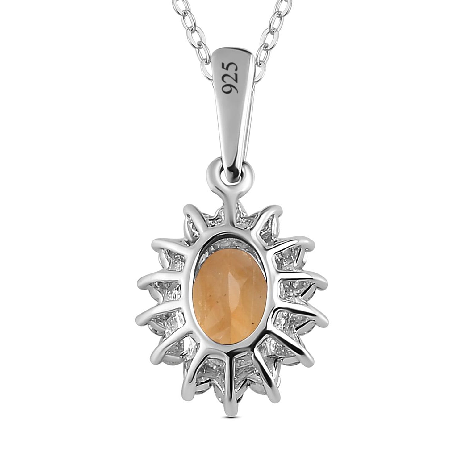 Citrine and Natural Zircon Pendant with Chain (Size 20) in Platinum Overlay Sterling Silver 1.00 Ct.