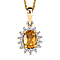 Ethiopian Welo Opal and Natural Zircon Pendant with Chain (Size-20) in 18K Vermeil Yellow Gold Plated Sterling Silver